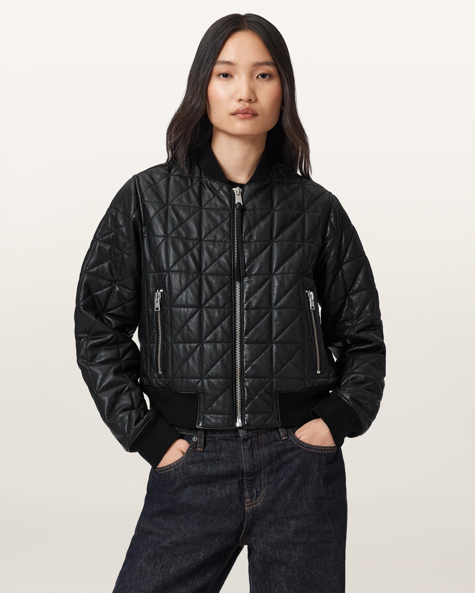 Carly Quilt Leder-Bomber